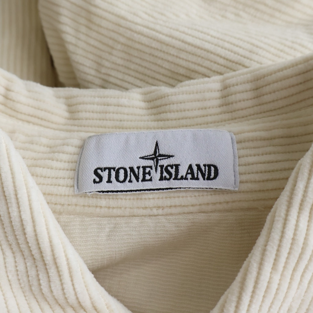 STONE ISLAND(ストーンアイランド) 25AW 袖ロゴパッチ ボタンアップ コーデュロイジャケット ホワイト K2S151200012S0212