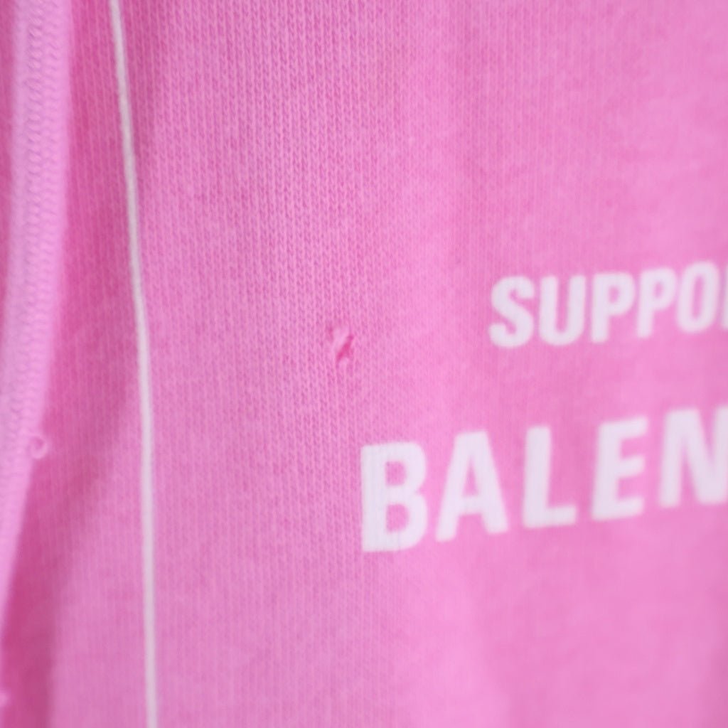BALENCIAGA(バレンシアガ) 20SS WFP HOODIE フロントWFPロゴプリント プルオーバースウェットパーカー ピンク 570792 TJVK4