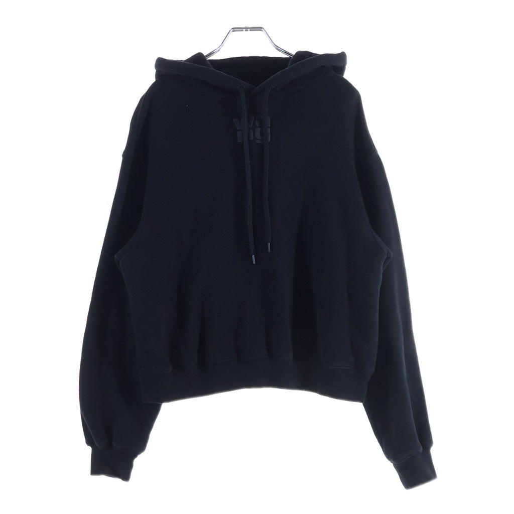 ALEXANDER WANG(アレキサンダーワン) ESSENTIAL TERRY HOODIE エッセンシャル テリー フロントロゴ プルオーバースウェットパーカー ブラック 4CC3242101