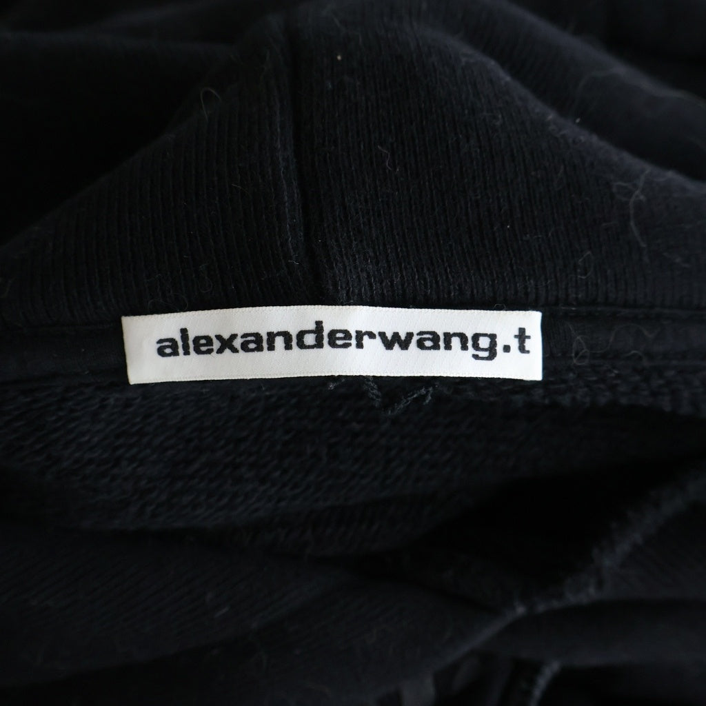 ALEXANDER WANG(アレキサンダーワン) ESSENTIAL TERRY HOODIE エッセンシャル テリー フロントロゴ プルオーバースウェットパーカー ブラック 4CC3242101