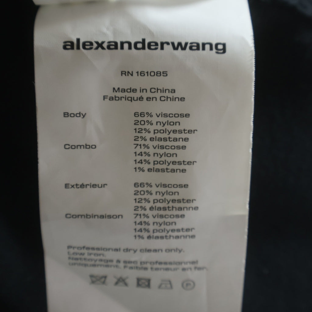 ALEXANDER WANG(アレキサンダーワン) レーヨン×ナイロン クロップドカーディガン ブラック 4KC2213076 レディース