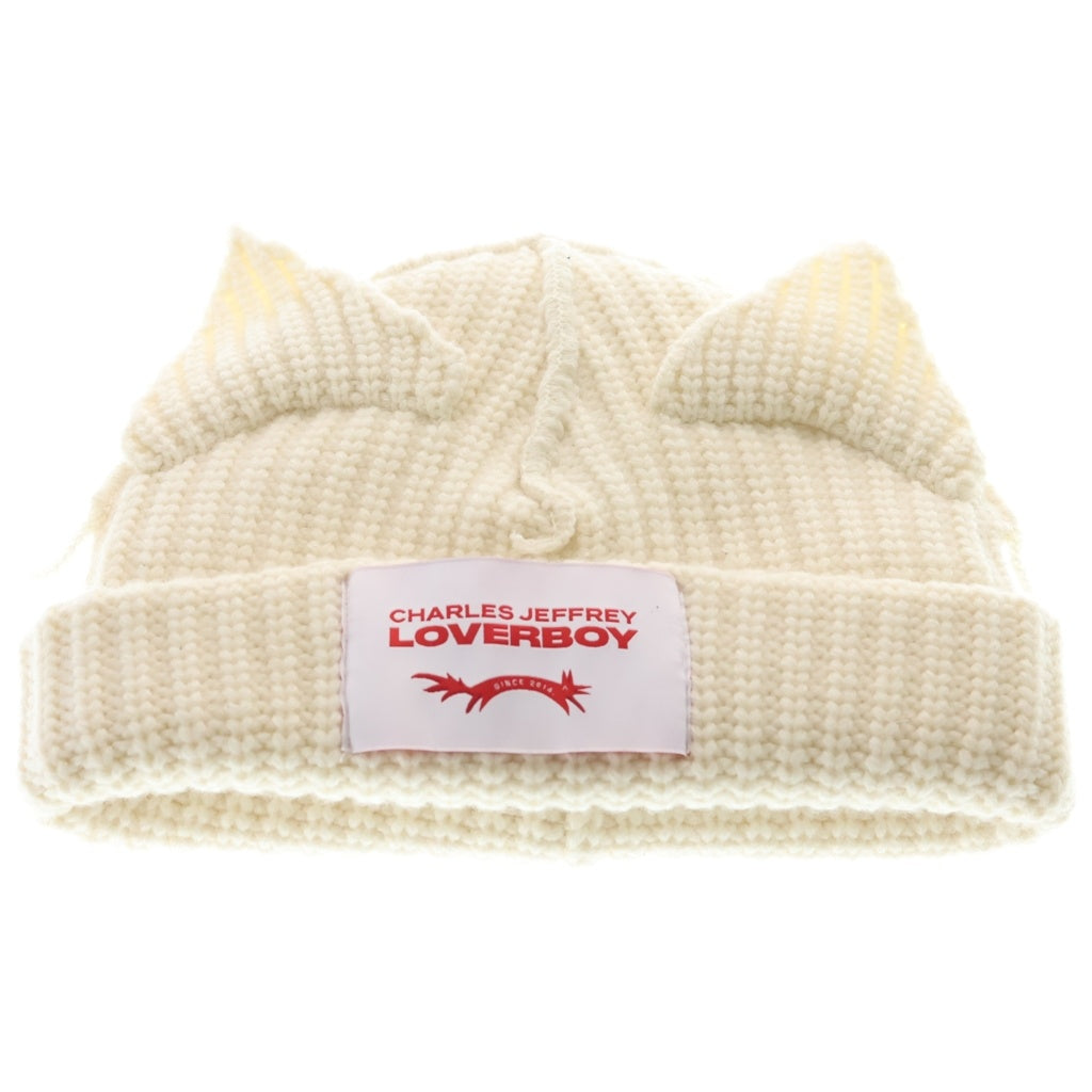 CHARLES JEFFREY LOVERBOY(チャールズジェフリーラバーボーイ) LOVERBOY CHUNKY EARS BEANIE チャンキー イアーズ ビーニー ニット帽 アイボリー レディース