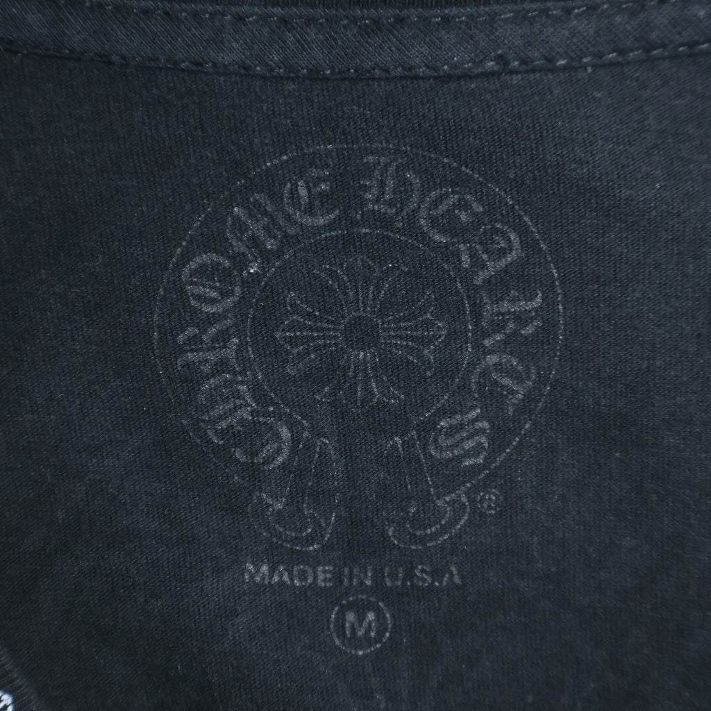CHROME HEARTS(クロムハーツ) Neck Logo L/S T-Shirt アームフローラル バックホースシュー ネックロゴ プリント クルーネック長袖Tシャツカットソー ロンT ブラック