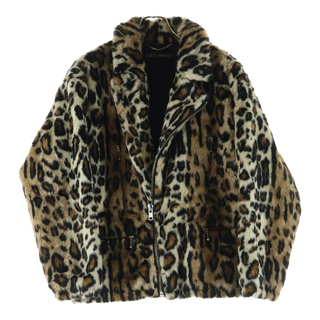 WACKO MARIA(ワコマリア) 22AW FUR DOUBLE RIDERS JACKET ファー レオパード ダブルライダースジャケット ブラウン