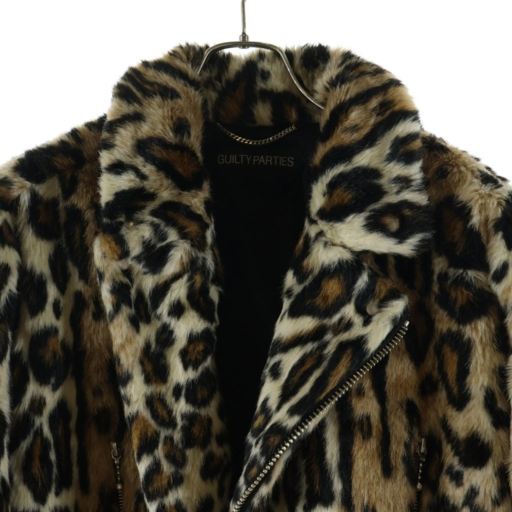 WACKO MARIA(ワコマリア) 22AW FUR DOUBLE RIDERS JACKET ファー レオパード ダブルライダースジャケット ブラウン