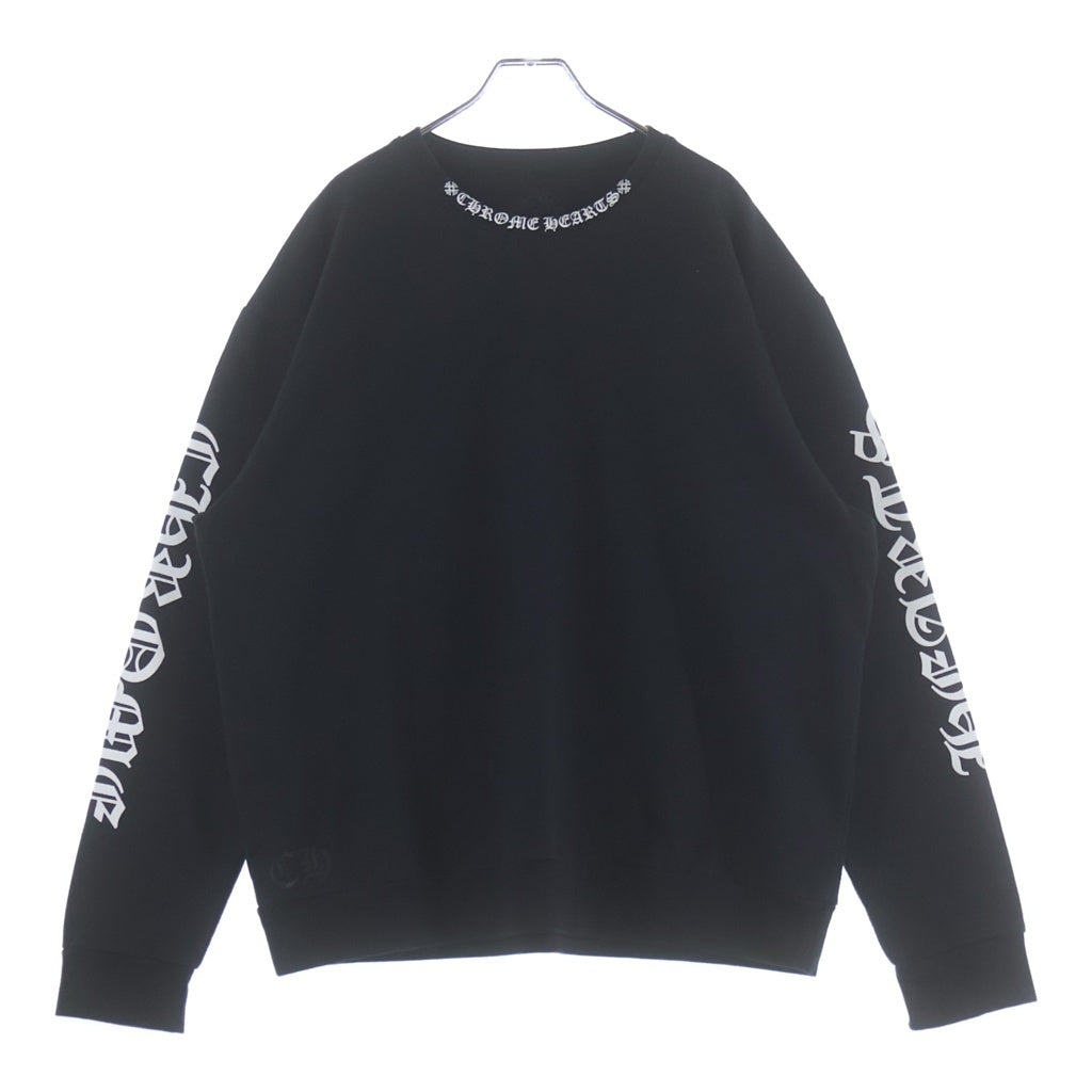 CHROME HEARTS(クロムハーツ) SWTSHRT PLVR ネックロゴプリント クルーネック スウェットトレーナー ブラック
