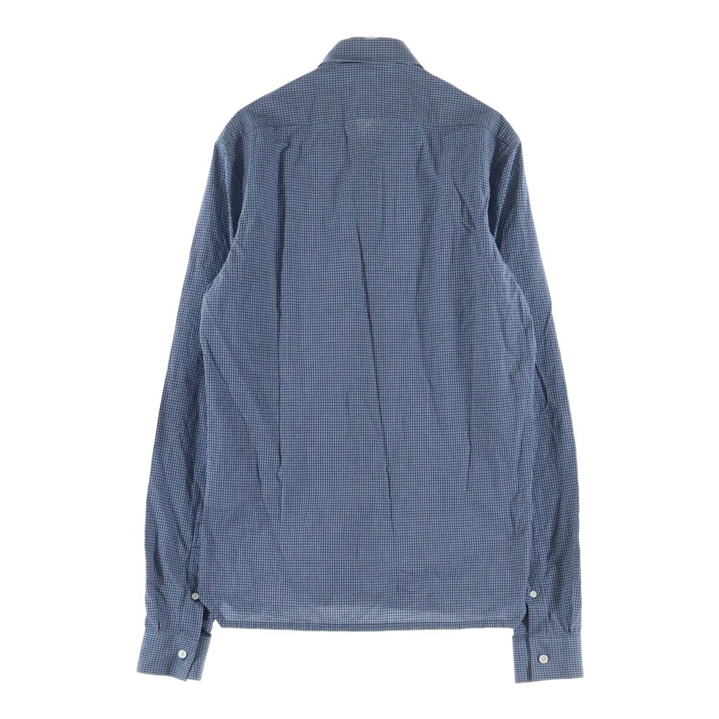 KRIS VAN ASSCHE(クリス ヴァン アッシュ) 13AW ネクタイモチーフ ボタンアップ 襟付き長袖チェックシャツ ブルー 151SH106