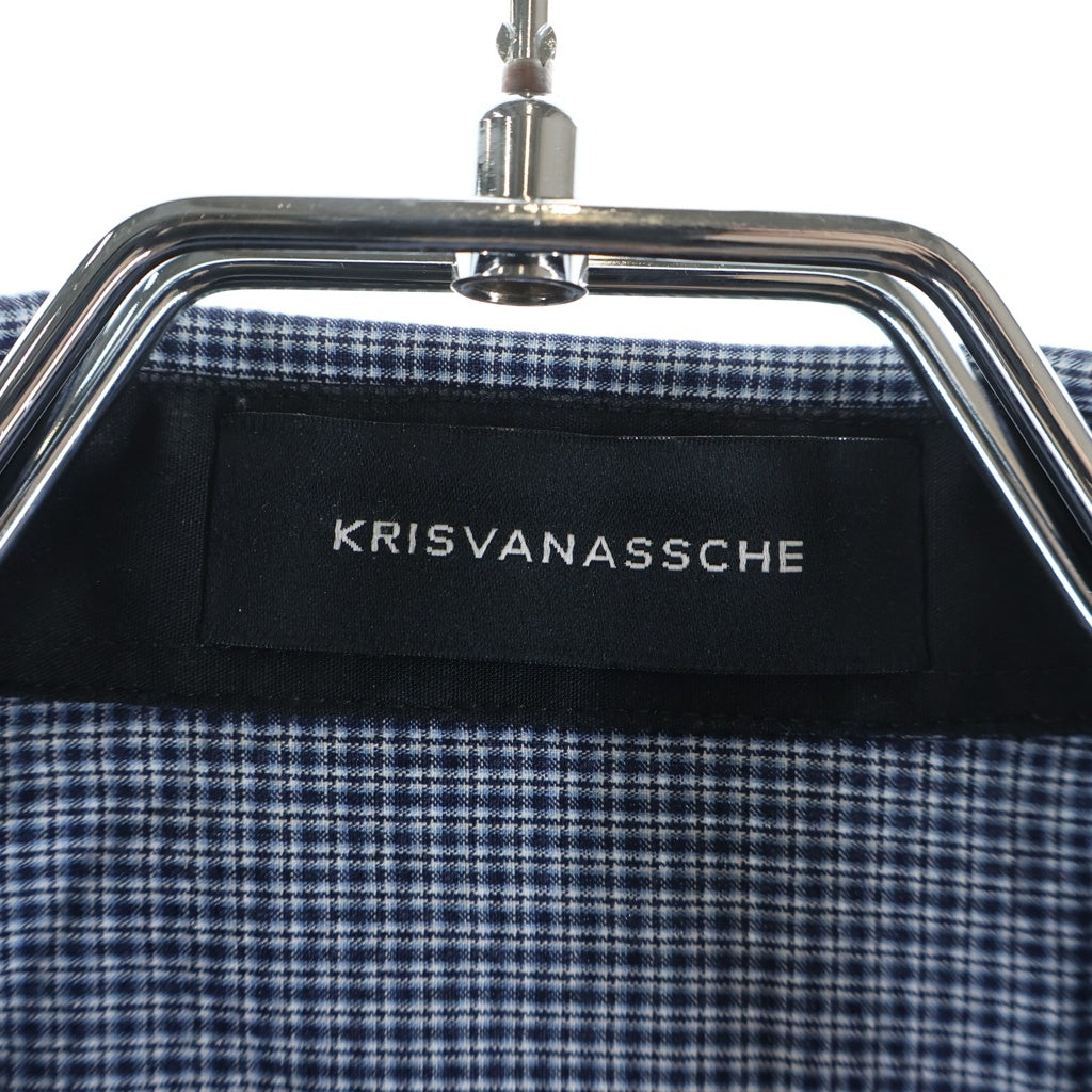 KRIS VAN ASSCHE(クリス ヴァン アッシュ) 13AW ネクタイモチーフ ボタンアップ 襟付き長袖チェックシャツ ブルー 151SH106