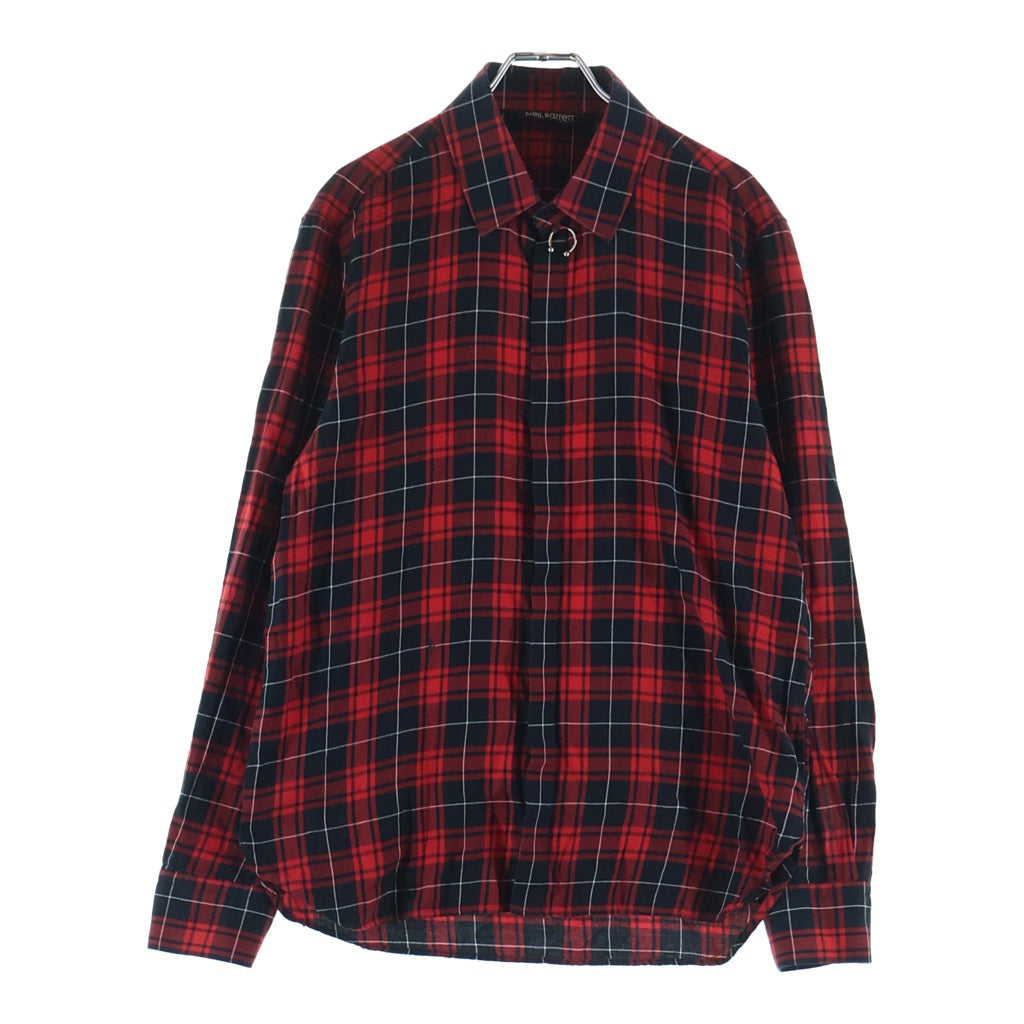 国内正規 19SS Neil Barrett ニールバレット ドット シャツ Neil Barrett(ニール バレット) コットン長袖チェックシャツ ブラック