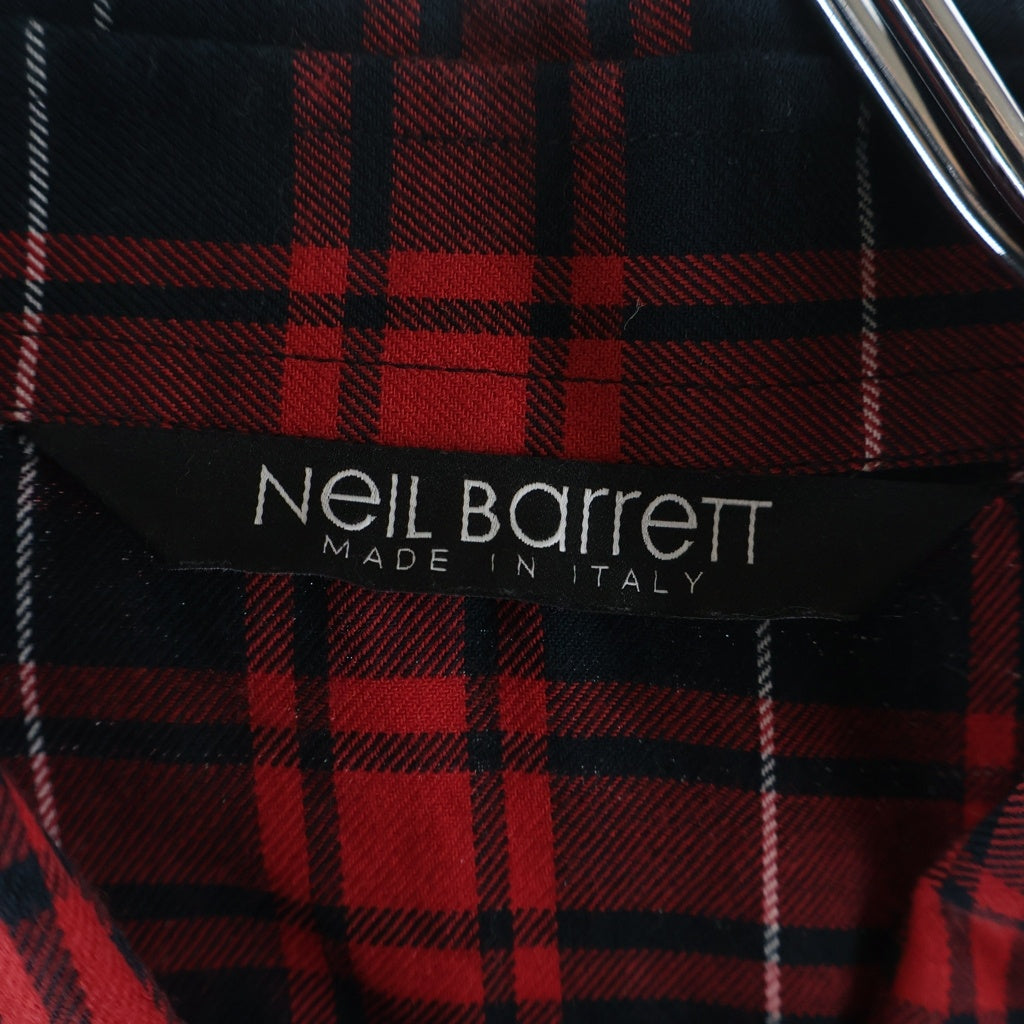 Neil Barrett(ニール バレット) コットン長袖チェックシャツ ブラック