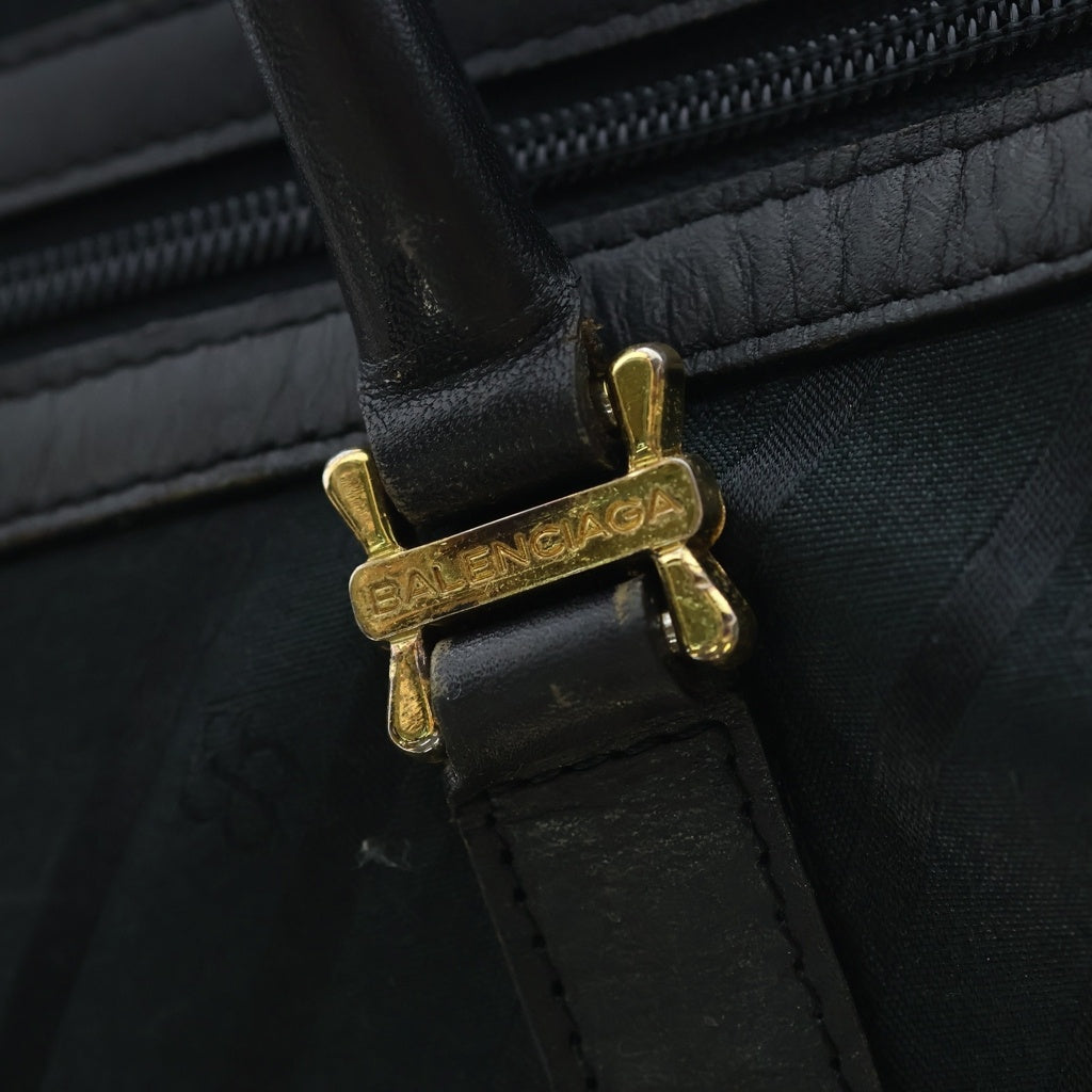 BALENCIAGA(バレンシアガ) BBロゴ総柄 キャンバスミニボストンバック ゴールド金具 ブラック レディース