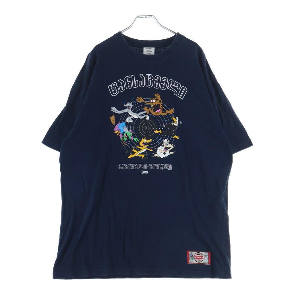 VETEMENTS(ヴェトモン) 19SS cartoon カートゥーン クルーネックTシャツ ネイビー USS197070