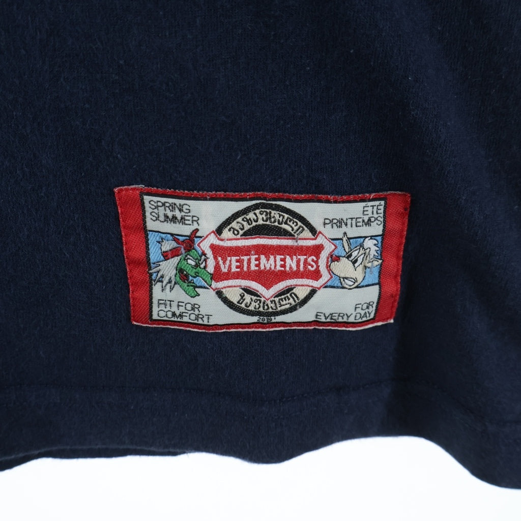 VETEMENTS(ヴェトモン) 19SS cartoon カートゥーン クルーネックTシャツ ネイビー USS197070