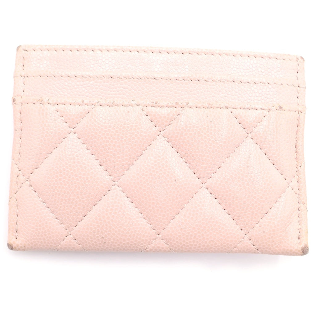 CHANEL(シャネル) ラインストーン パスケース カードケース キャビアスキン ピンク AP3343 レディース