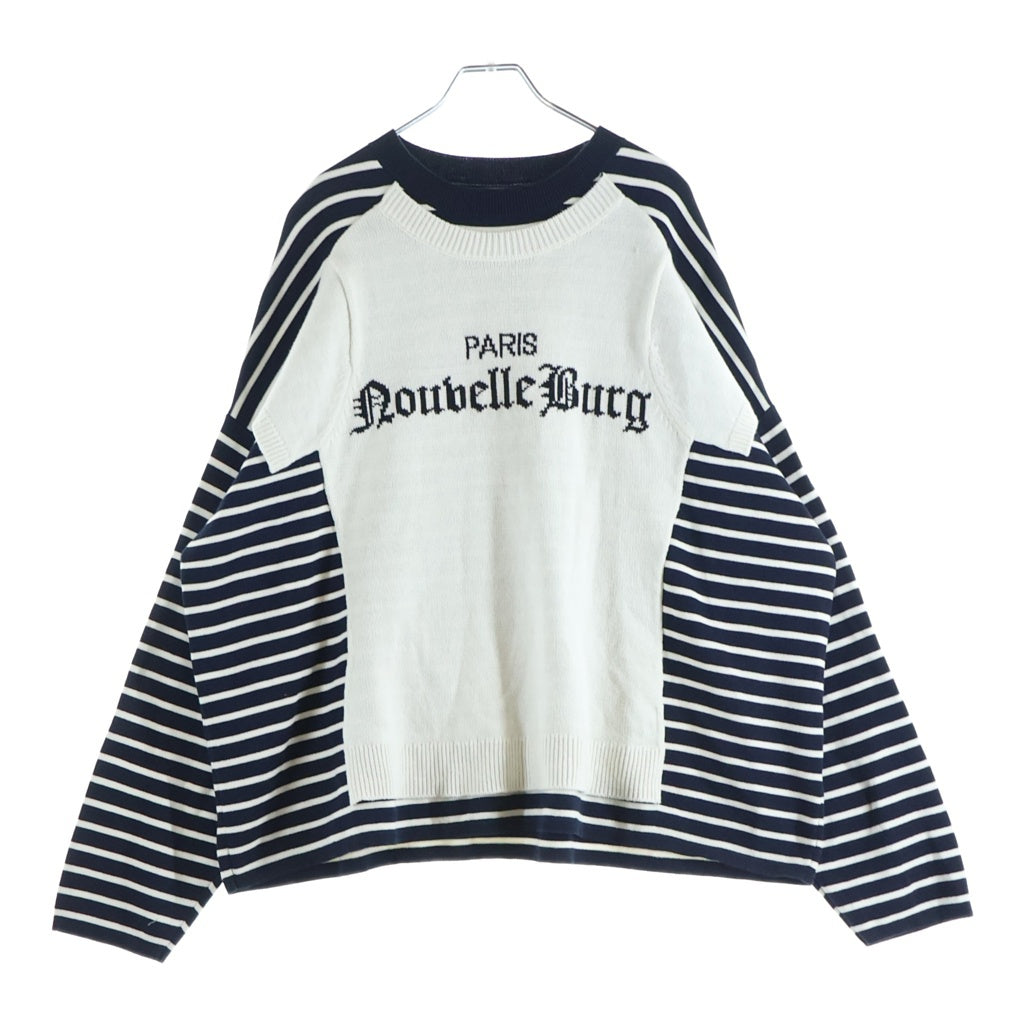DAIRIKU(ダイリク) 25SS JUST AN IDEA 別注 Docking Lettered Knit ドッキングレタードニット セーター ネイビー BC-2