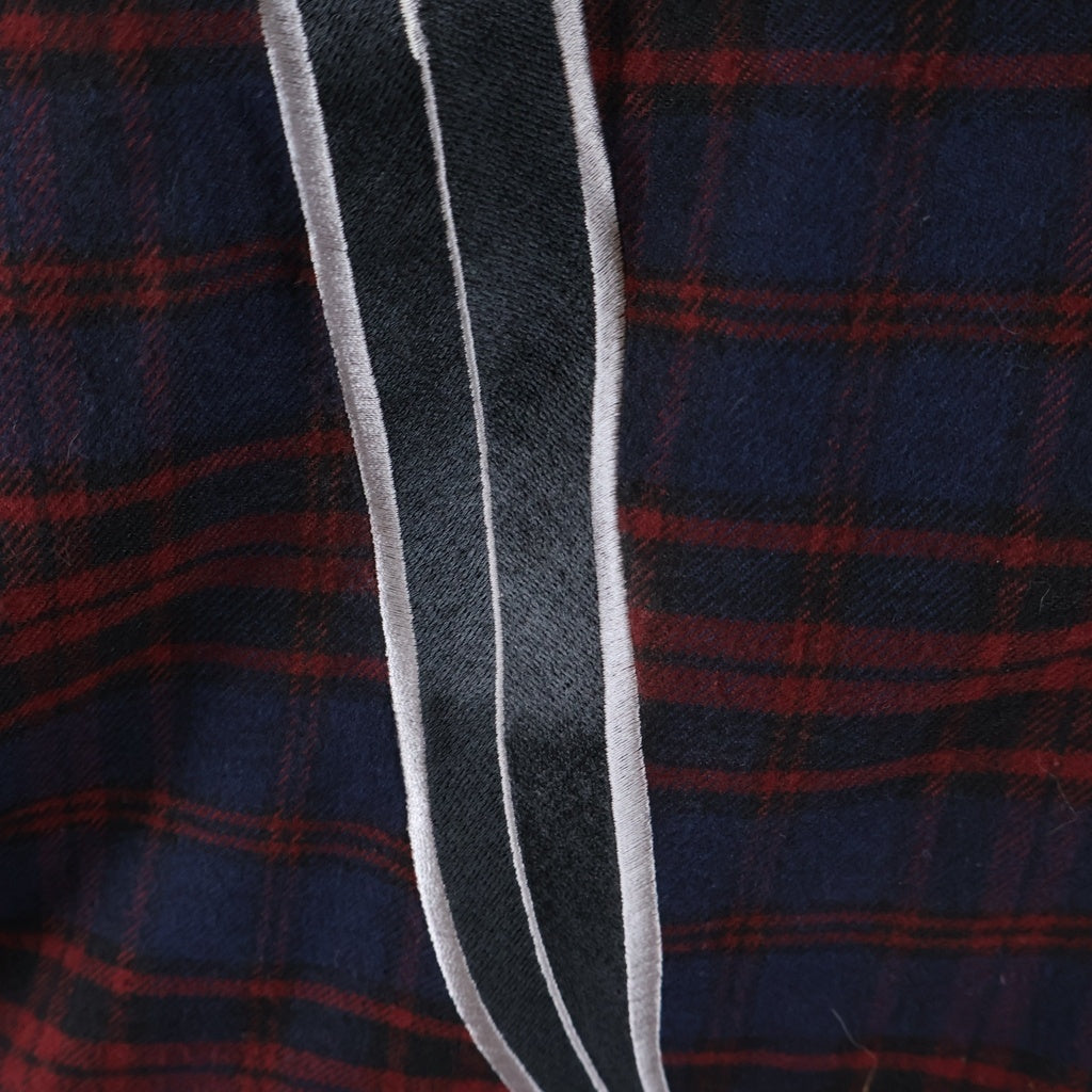 THUG CLUB(サグクラブ) 24AW Arab Sword Flannel Shirt アラブソード 袖 バック刺繍 ロゴプレート チェック総柄 フランネル スナップボタン 長袖シャツ TC24SH2003