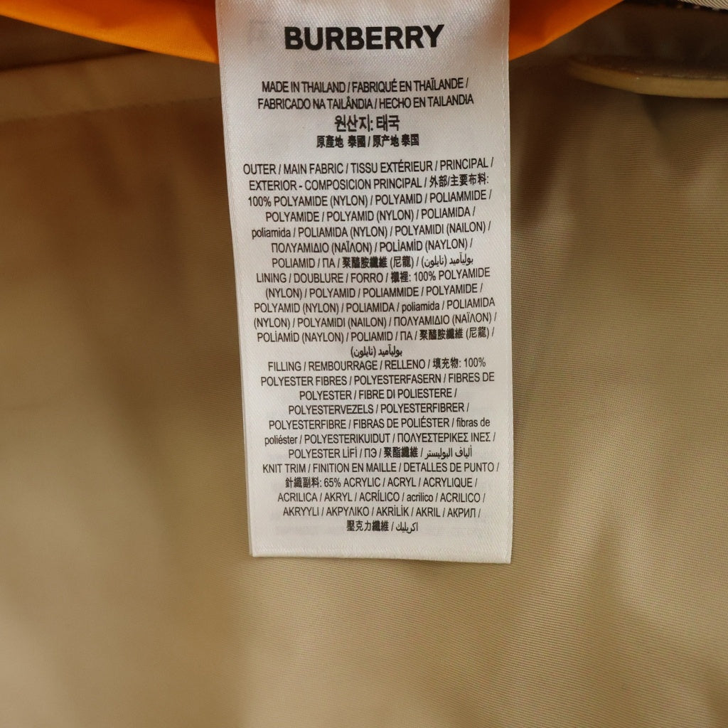 BURBERRY(バーバリー) バックロゴプリント WZIP 中綿入り ボンバージャケット/MA-1/ブルゾンジャケット ベージュ 8054485