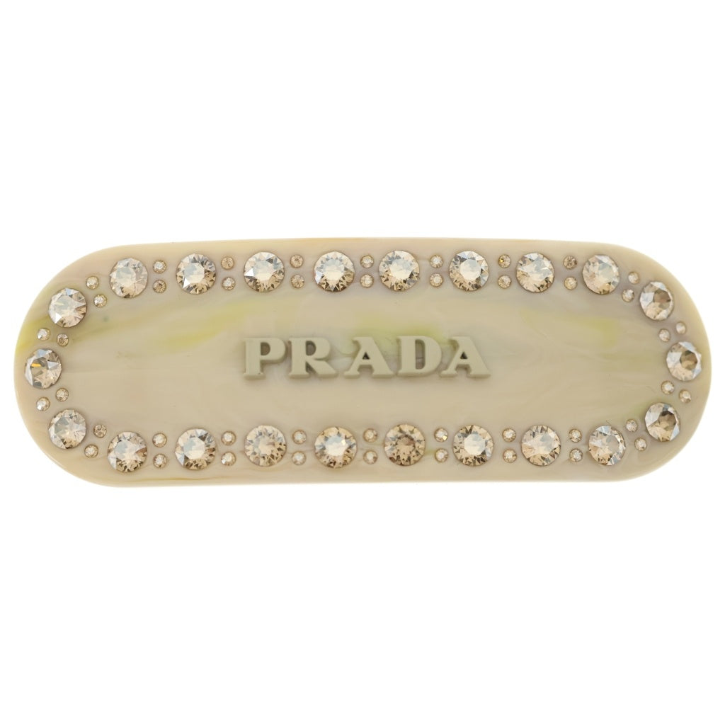 PRADA(プラダ) ラインストーン ヘアクリップ バレッタ ベージュ