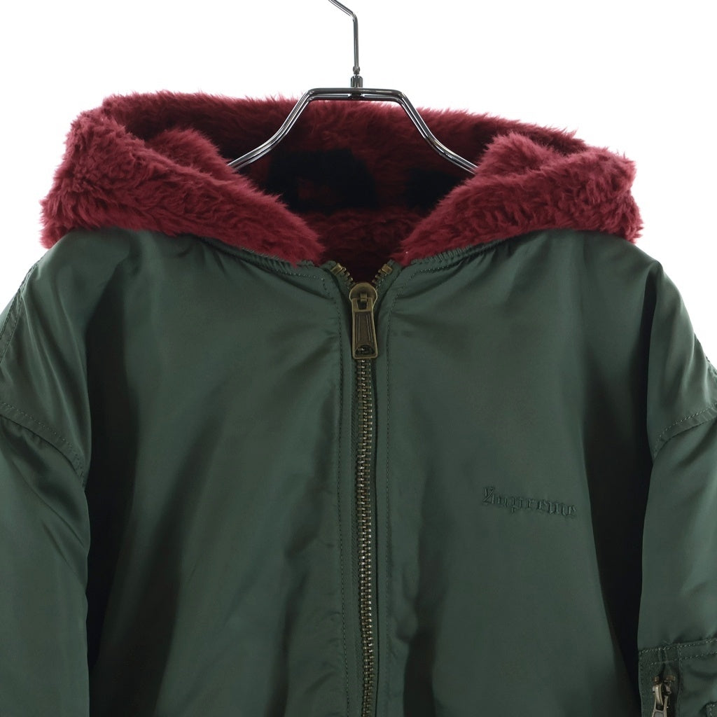 SUPREME(シュプリーム) 22AW Faux Fur Reversible MA-1 フェイクファー ジップアップ リバーシブルジャケット カーキ/レッド