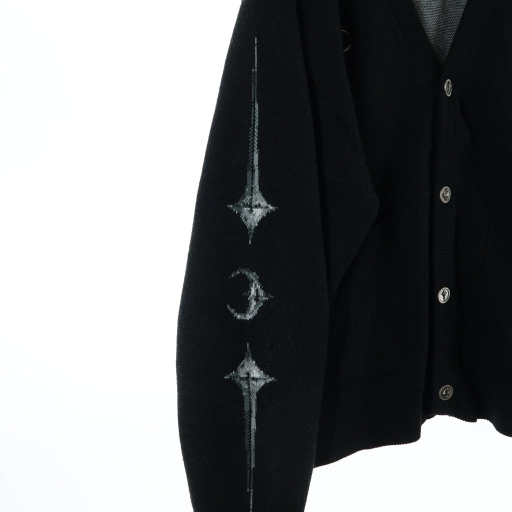 THUG CLUB(サグクラブ) 25AW TC BONE KNIT CARDIGAN フロントロゴスタッズ ボタンアップニットカーディガン ブラック TC25KN2101