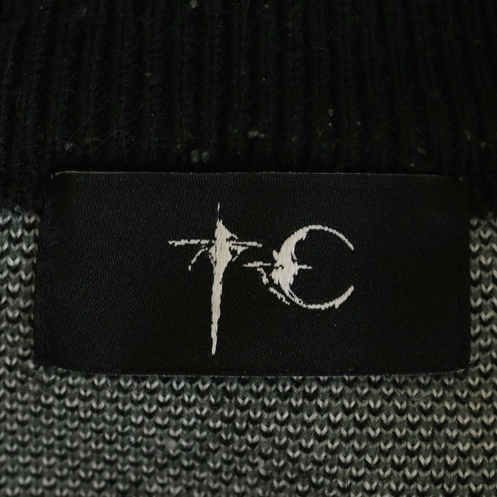 THUG CLUB(サグクラブ) 25AW TC BONE KNIT CARDIGAN フロントロゴスタッズ ボタンアップニットカーディガン ブラック TC25KN2101