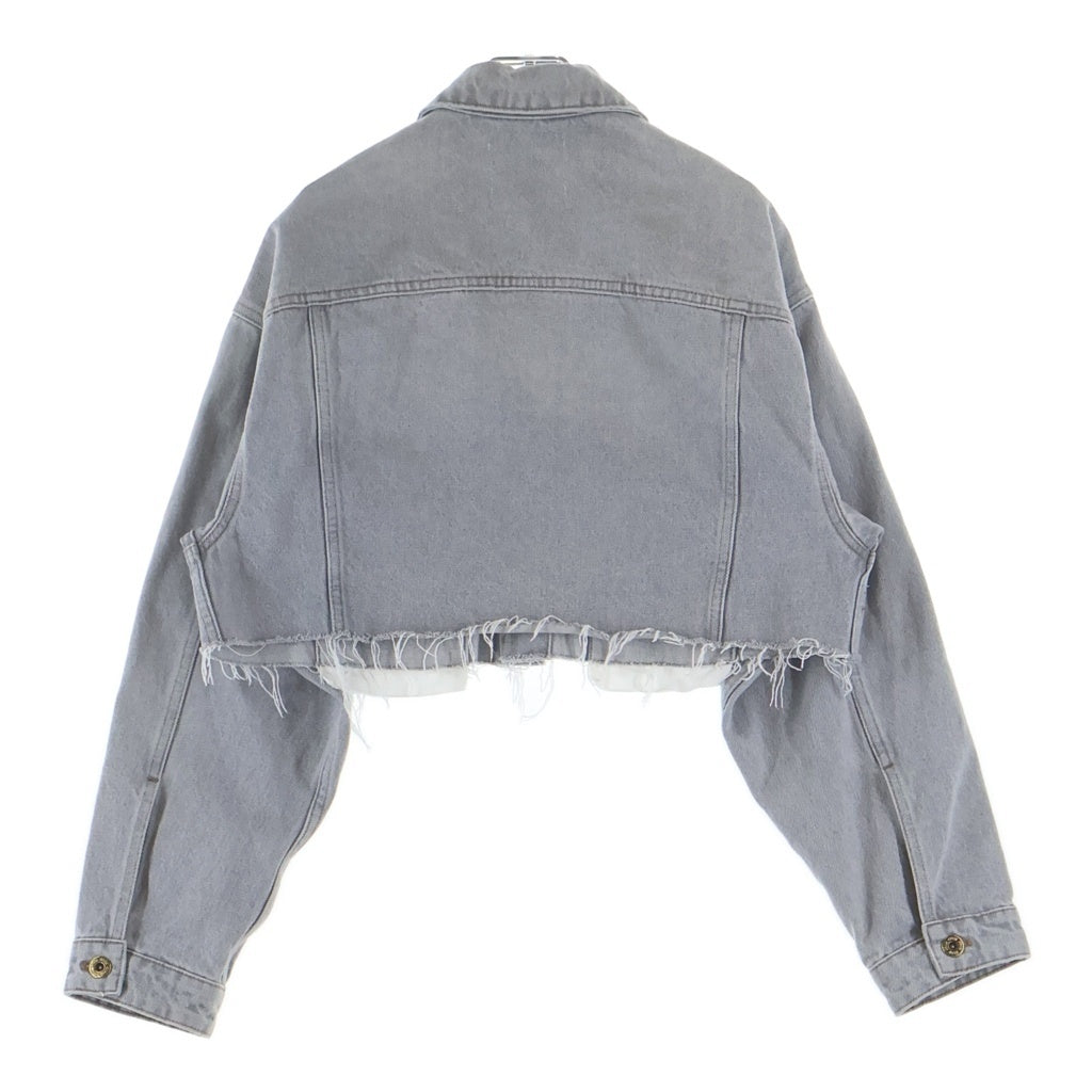 miumiu(ミュウミュウ) 23SS フロントロゴ ボタンアップ クロップドデニムジャケット レディース グレー