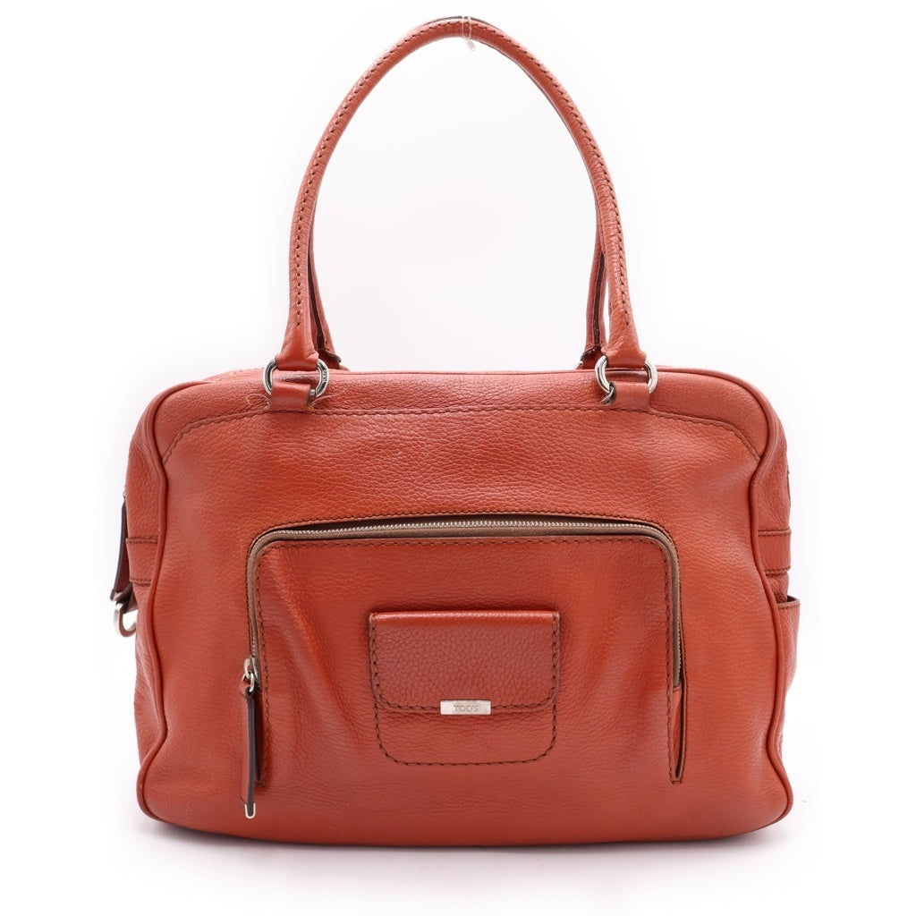 TOD'S(トッズ) レザーハンドル ミニボストンバック オレンジ レディース