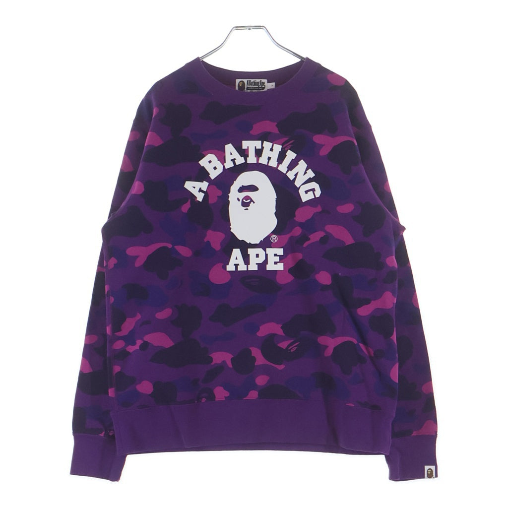 A BATHING APE(アベイシングエイプ) Logo Camo Crewneck Sweatshirt ロゴデザインクルーネックスウェット トレーナー パープル