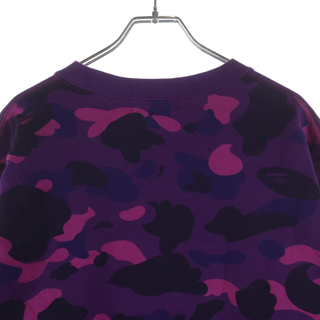 A BATHING APE(アベイシングエイプ) Logo Camo Crewneck Sweatshirt ロゴデザインクルーネックスウェット トレーナー パープル