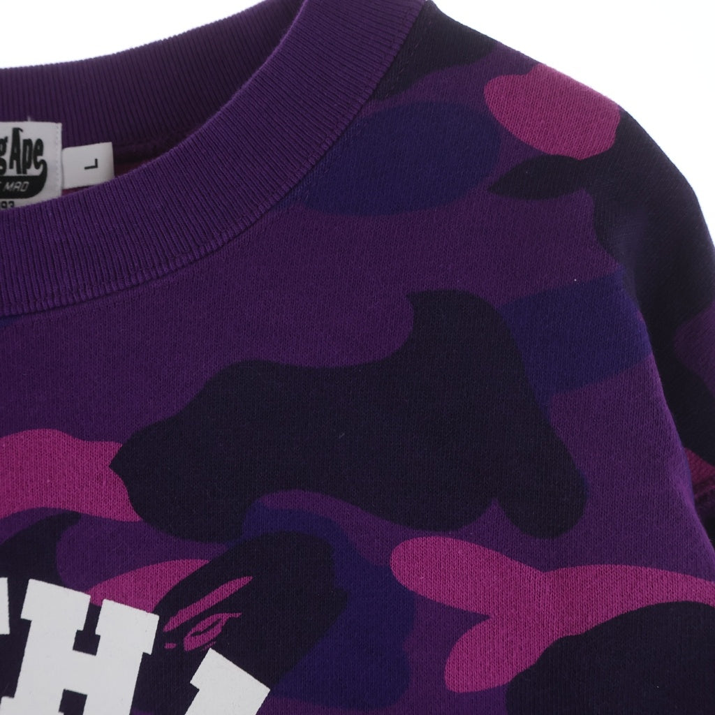 A BATHING APE(アベイシングエイプ) Logo Camo Crewneck Sweatshirt ロゴデザインクルーネックスウェット トレーナー パープル