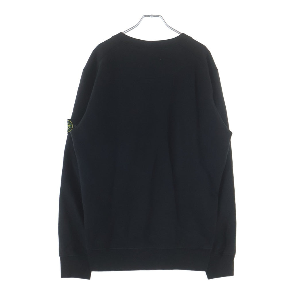 STONE ISLAND(ストーンアイランド) ガーメントダイ ブラッシュコットン コンパスロゴワッペン クルーネックスウェットシャツ トレーナー ブラック 771563020