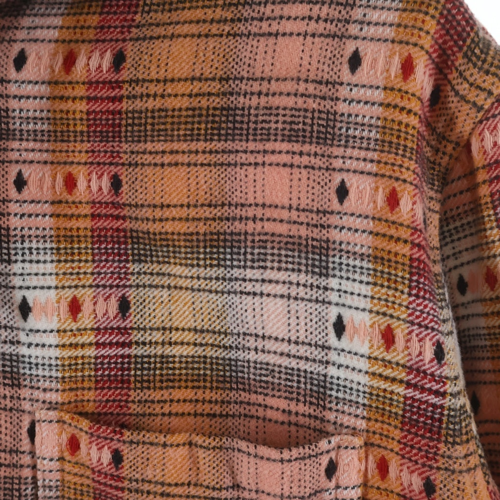 SUPREME(シュプリーム) 18AW Hooded Jacquard Flannel Shirt フード付きチェックシャツ フランネル長袖シャツ オレンジ/グレー