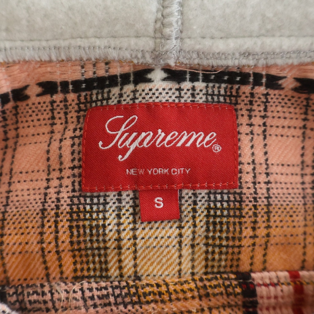 SUPREME(シュプリーム) 18AW Hooded Jacquard Flannel Shirt フード付きチェックシャツ フランネル長袖シャツ オレンジ/グレー