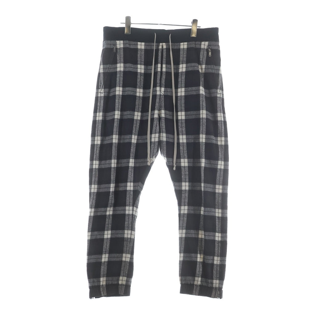 Rick Owens(リックオウエンス) 19SS DRAWSTRING TRACK PANTS ドローストリングサルエルパンツ チェックトラックパンツ ブラック RU19S2388-CP