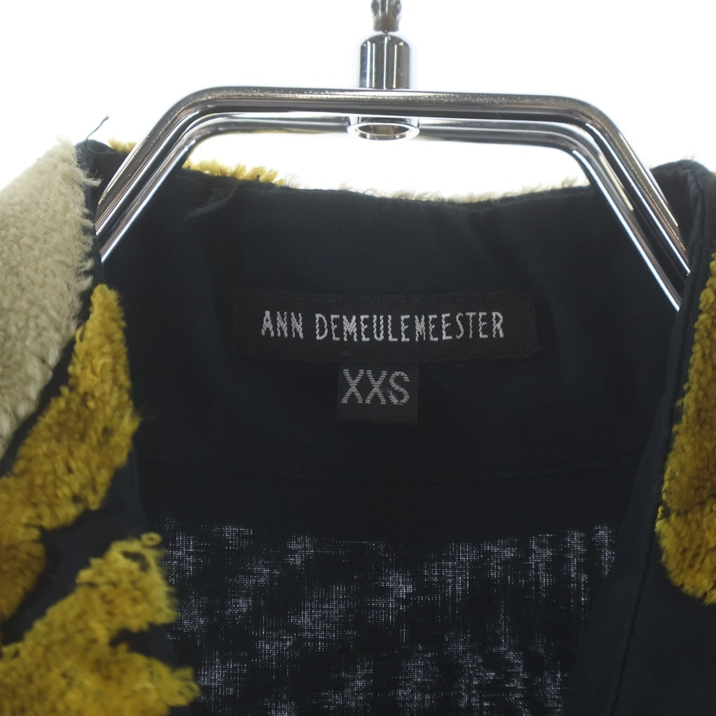 ANN DEMEULEMEESTER(アンドゥムルメステール) 07SS 刺繍入りロングシャツ 長袖シャツ ブラック/イエロー