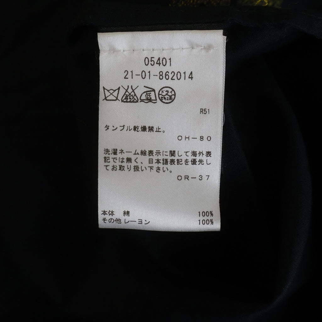 ANN DEMEULEMEESTER(アンドゥムルメステール) 07SS 刺繍入りロングシャツ 長袖シャツ ブラック/イエロー