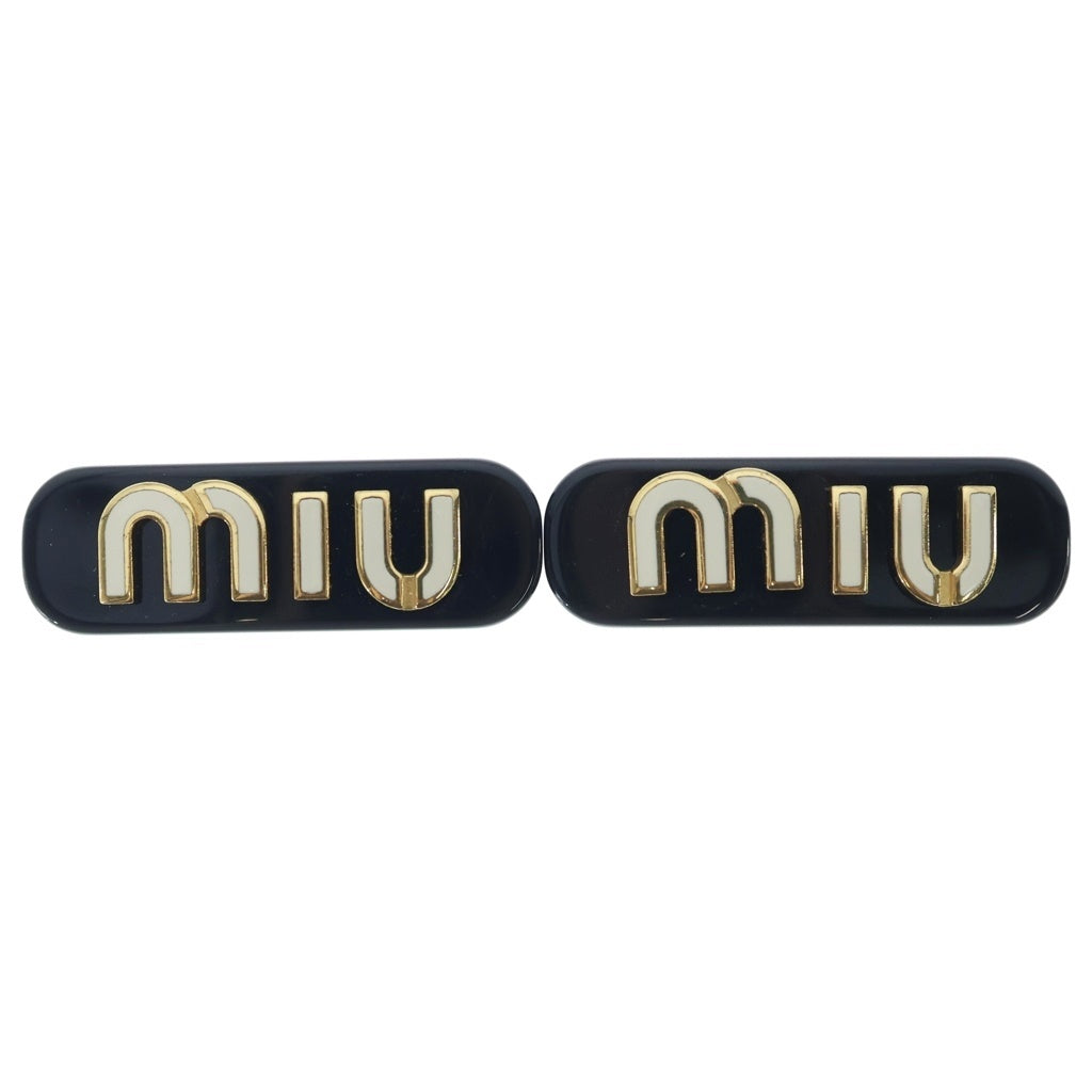 miumiu(ミュウミュウ) バレッタ ヘアクリップ ロゴ ヘアアクセサリー ブラック/ホワイト レディース