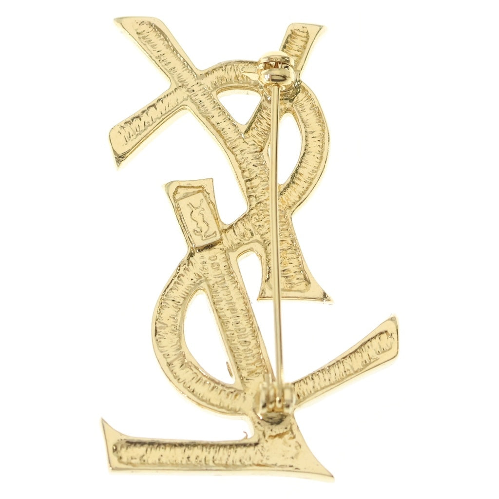 SAINT LAURENT PARIS サンローランパリ ラインストーン ロゴブローチ ゴールド SAINT LAURENT PARIS(サンローランパリ) ラインストーン ロゴブローチ
