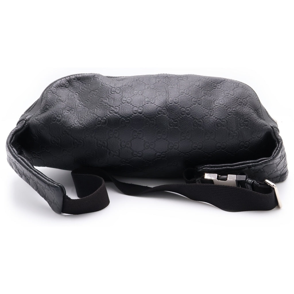 GUCCI(グッチ) Guccissima Web belt bag シマ ボディバッグ レザーショルダーバック ブラック