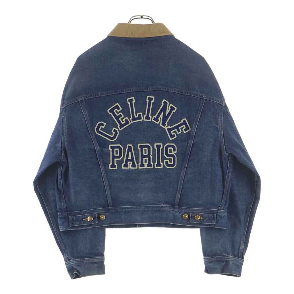 CELINE(セリーヌ) TRUCKER JACKET バックロゴ トリオンフボタン 襟コーデュロイ デニムジャケット インディゴ