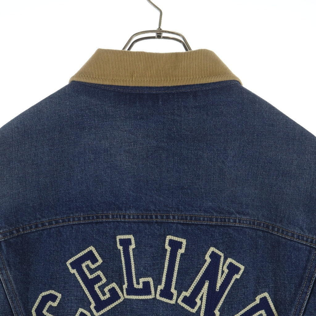 CELINE(セリーヌ) TRUCKER JACKET バックロゴ トリオンフボタン 襟コーデュロイ デニムジャケット インディゴ