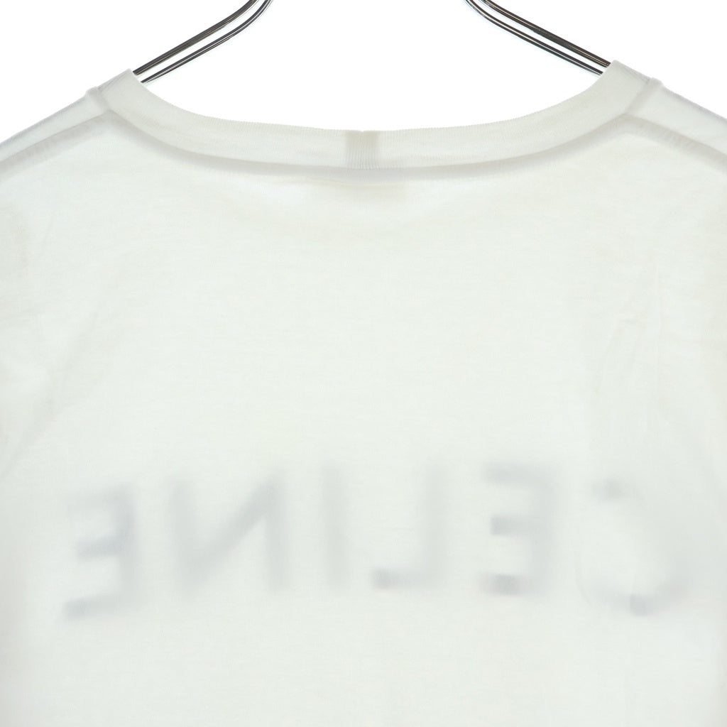 CELINE(セリーヌ) フロントNEロゴ クルーネック クロップド半袖カットソーTシャツ ホワイト レディース 2X761671Q.01EA