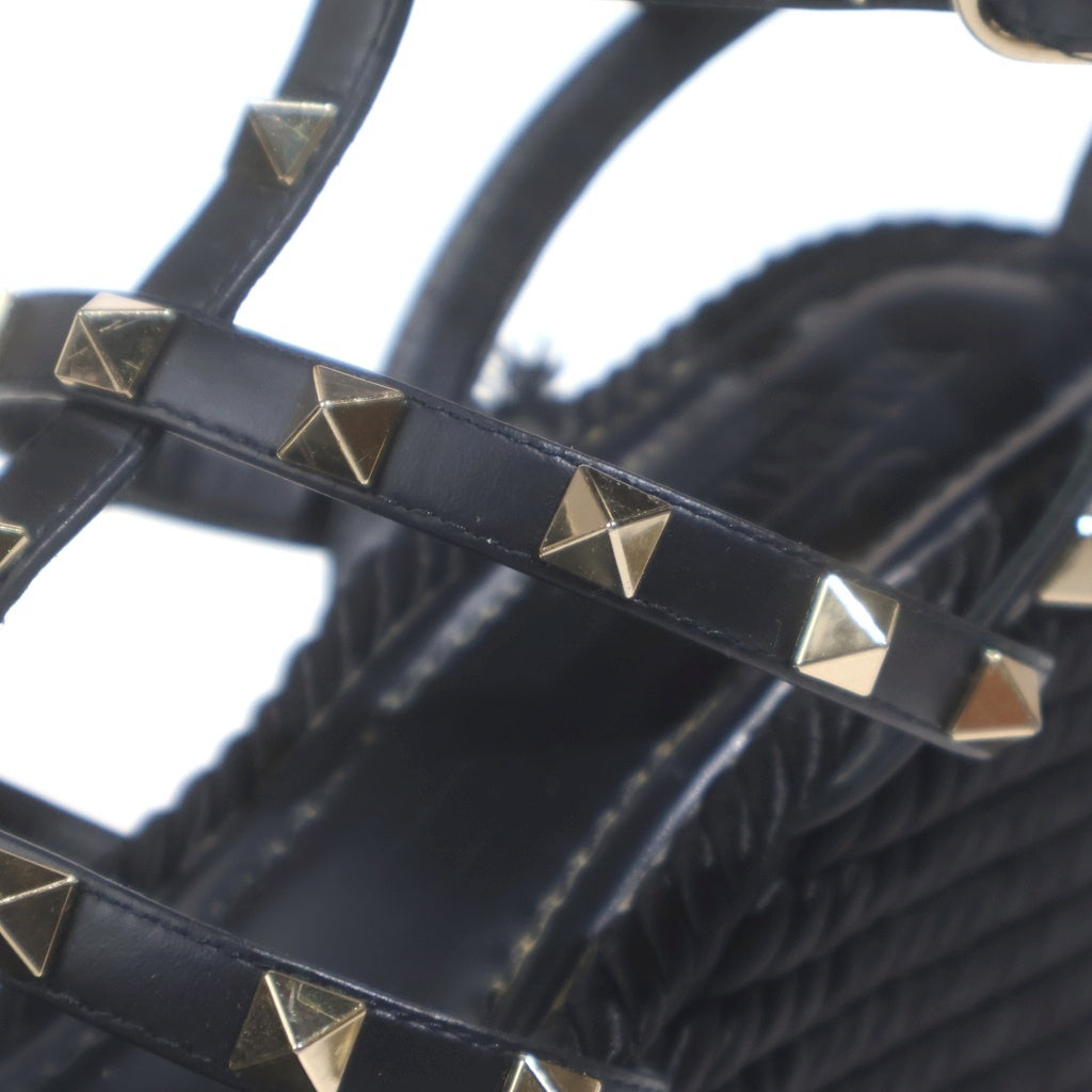 VALENTINO(ヴァレンティノ) ロックスタッズ ウェッジソールサンダル ブラック レディース