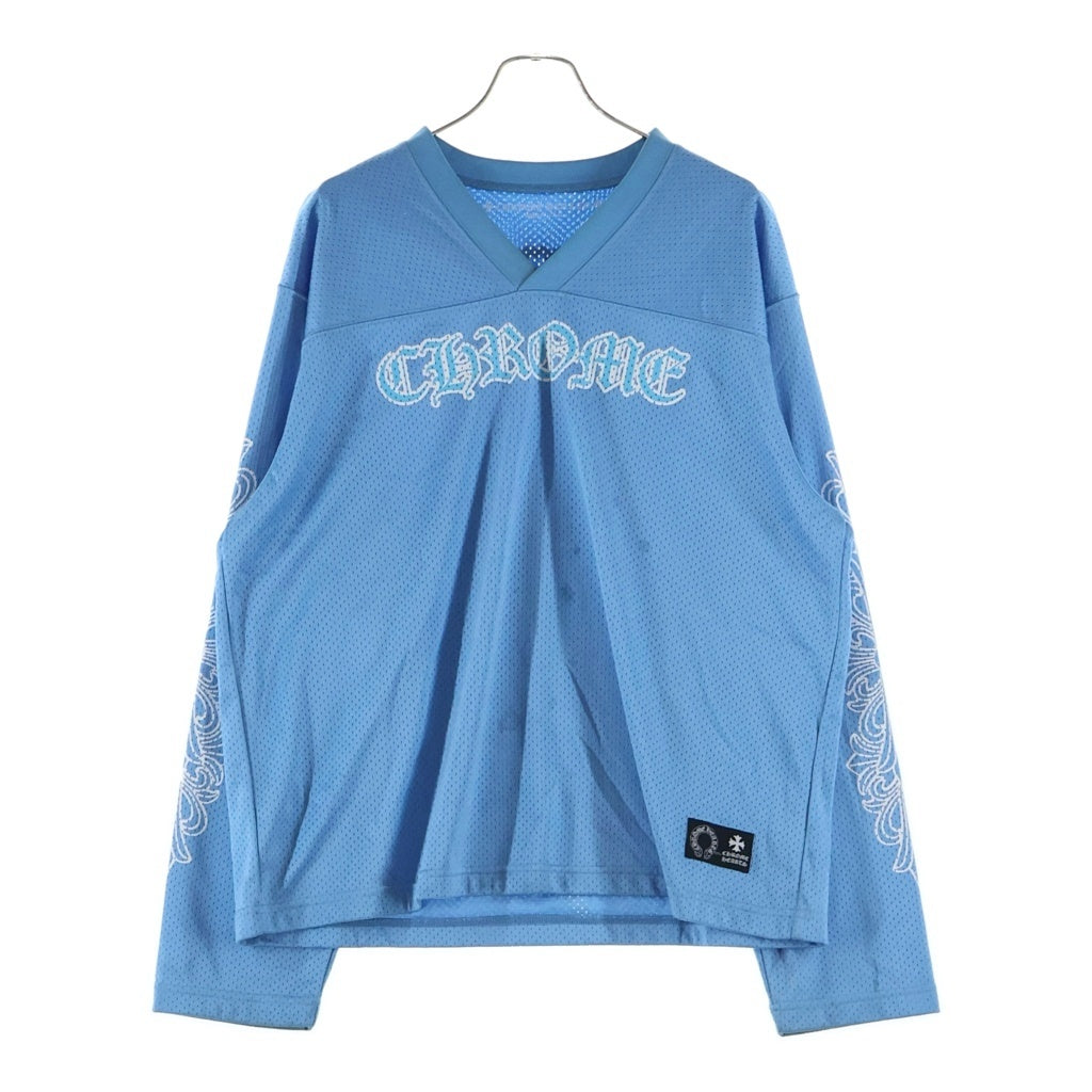 CHROME HEARTS(クロムハーツ) MESH WARM UP JERSEY メッシュ バーシティー ジャージー CHプリントメッシュ 長袖Tシャツカットソー ブルー