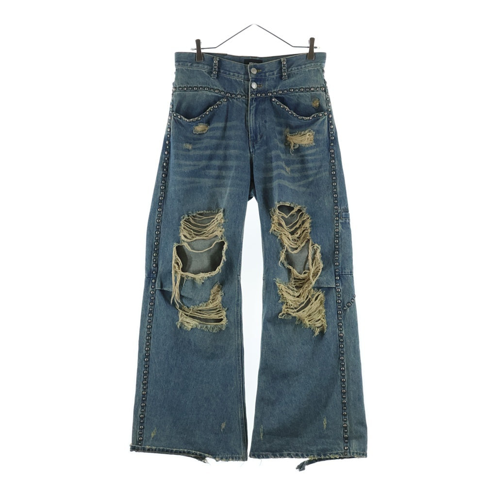 BREATH(ブレス) スタッズ装飾 ダメージ加工 デニムパンツ インディゴ BR25SS-P1012