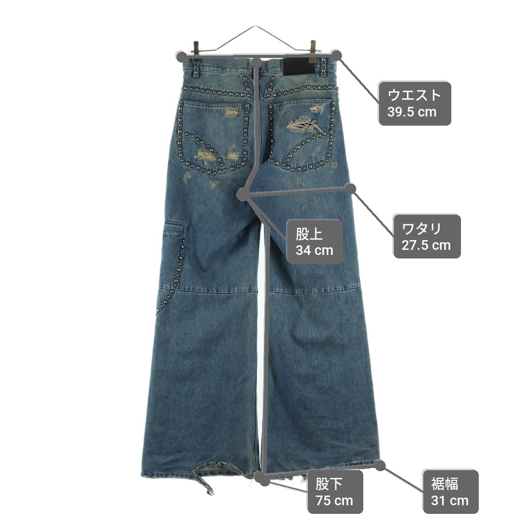 BREATH(ブレス) スタッズ装飾 ダメージ加工 デニムパンツ インディゴ BR25SS-P1012