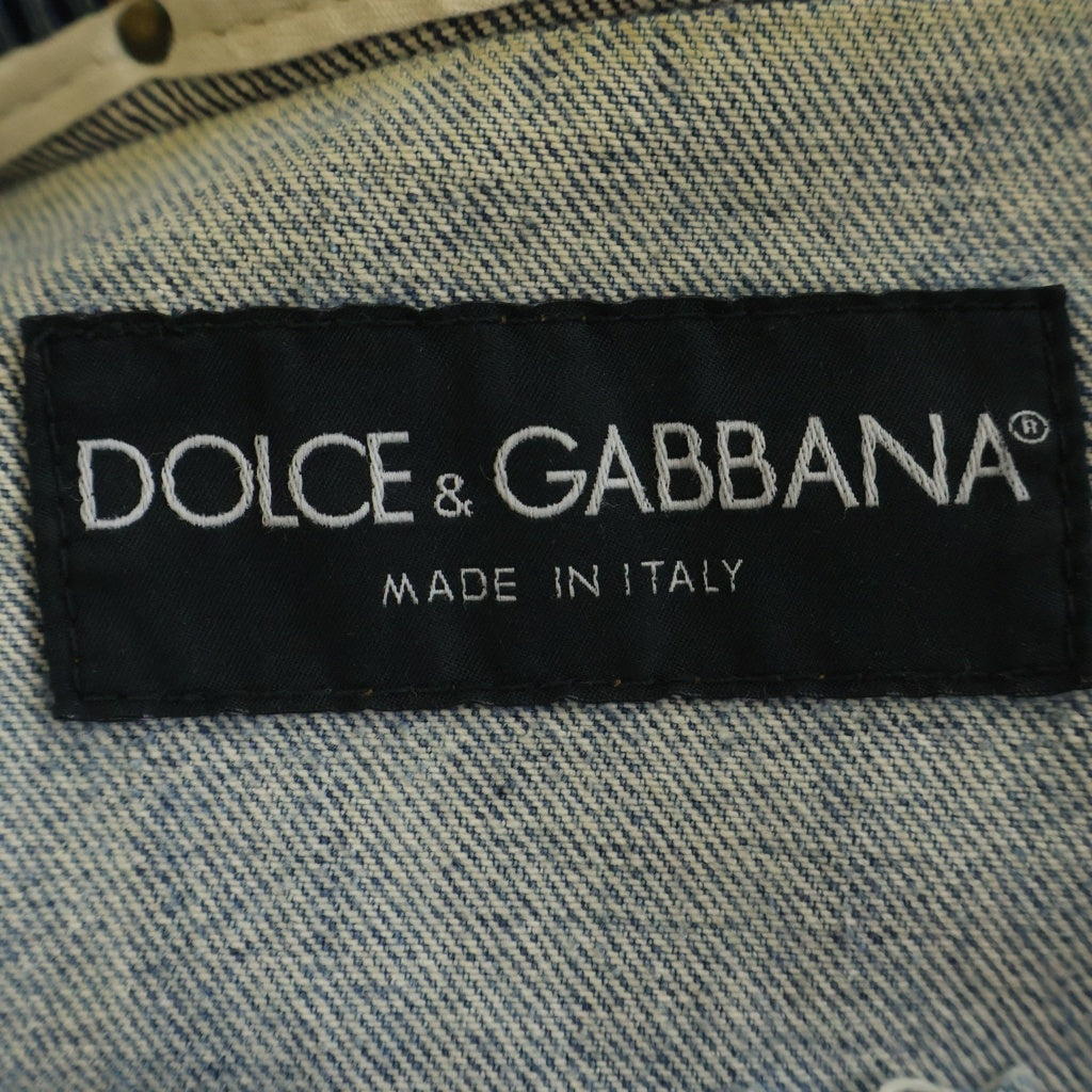 DOLCE & GABBANA(ドルチェアンドガッバーナ) デニム ジャケット リペア加工 ダメージ ブルゾン ライトブルー SDS04 8510