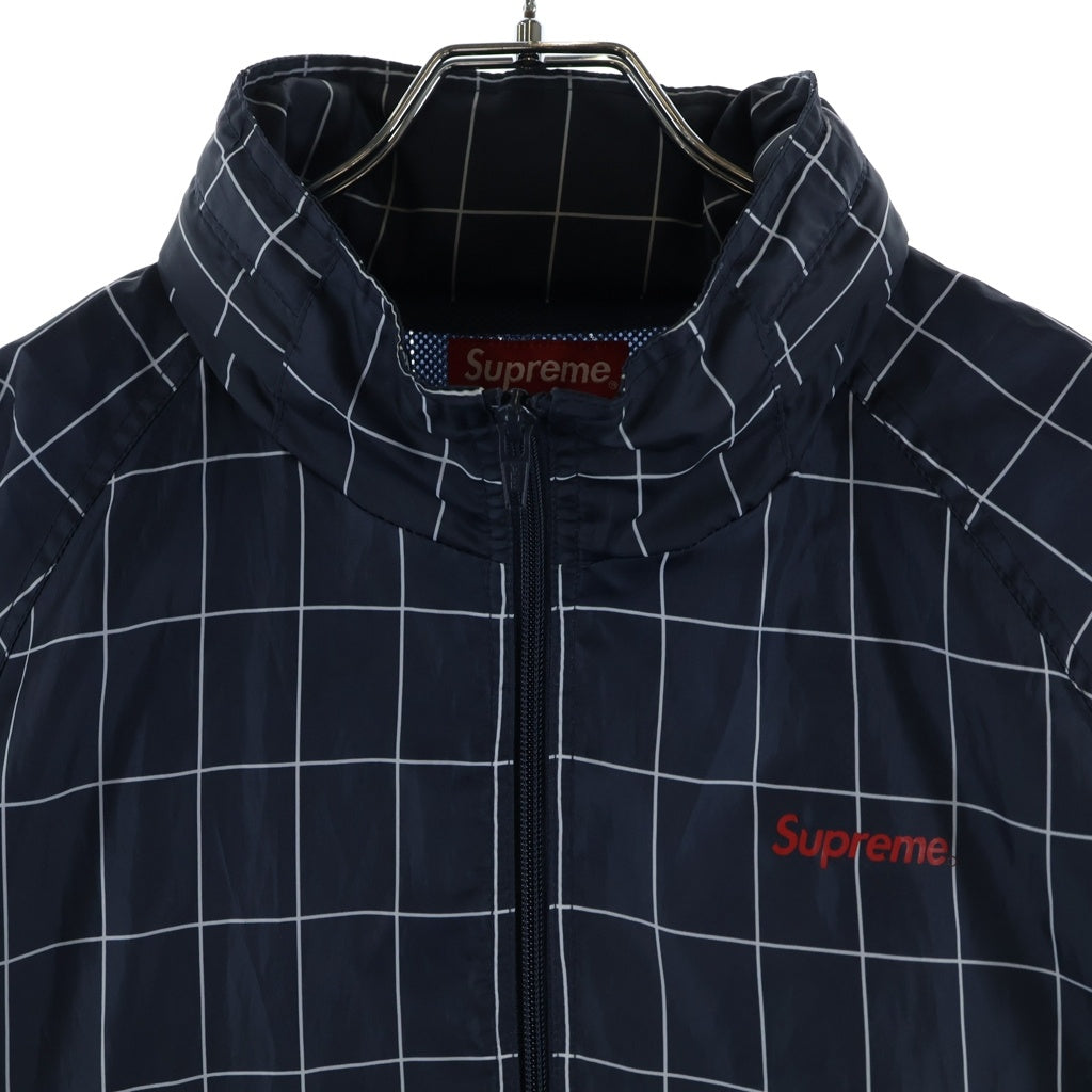 SUPREME(シュプリーム) 15AW Windbreaker Warm Up jacket チェック柄ジップアップ ナイロンジャケット ネイビー