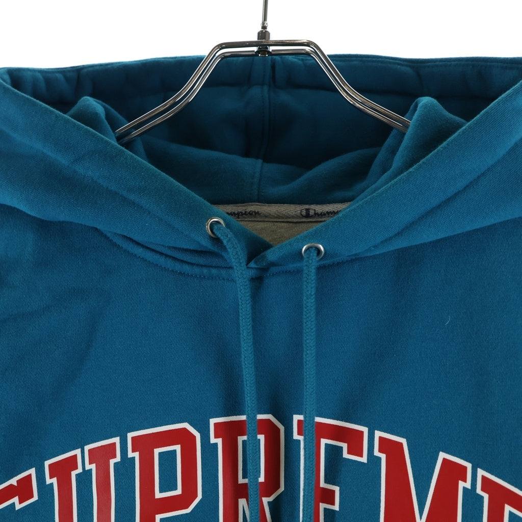 SUPREME(シュプリーム) 17SS ×Champion Hooded Sweatshirt チャンピオン フロントロゴプルオーバースウェットパーカー ターコイズ