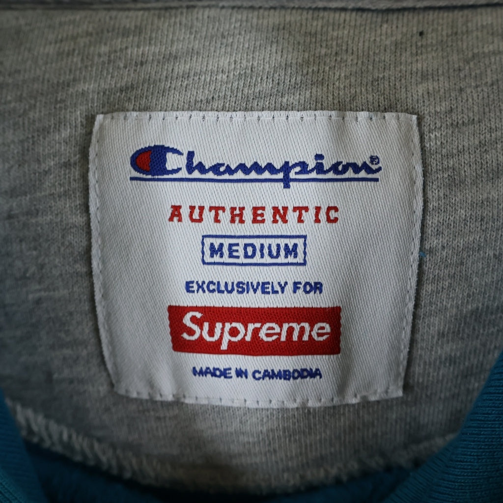 SUPREME(シュプリーム) 17SS ×Champion Hooded Sweatshirt チャンピオン フロントロゴプルオーバースウェットパーカー ターコイズ